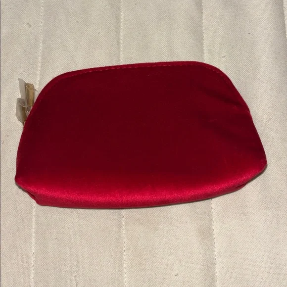 Christian Dior Cosmetic Gold Zipper Makeup Bag Pouch Clutch ~ Red Velvet - Picture 2 of 3